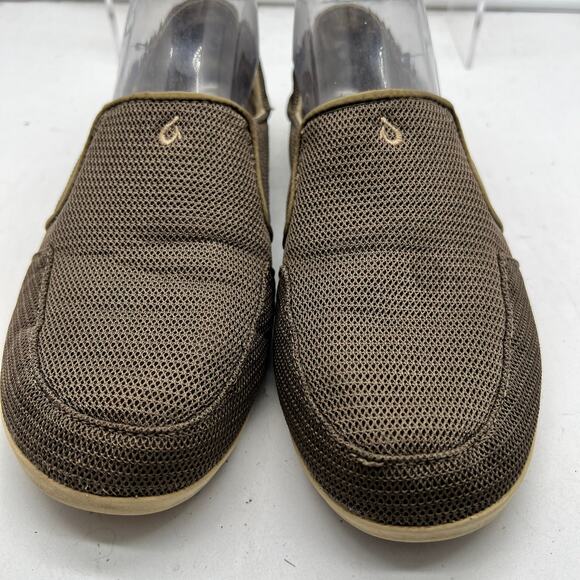 Olukai Shoes Womens 9 Waialua Mesh Brown Drop Heel Slip On Loafers - Picture 4 of 9